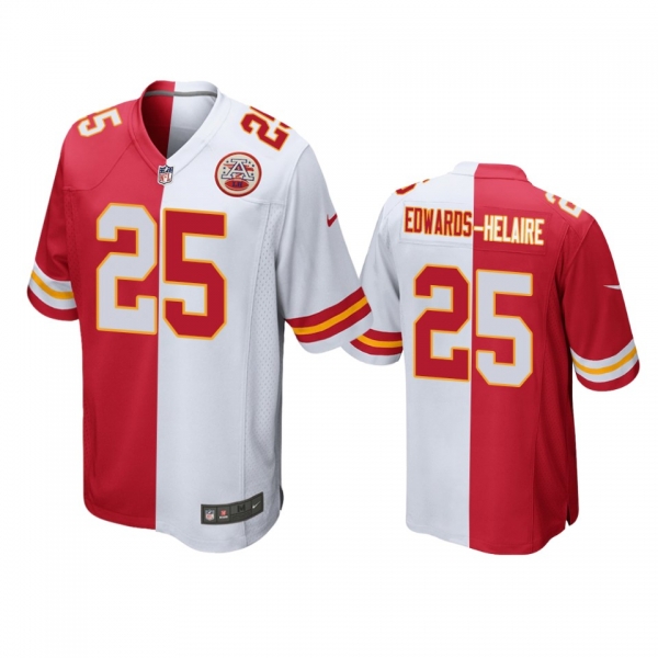 Kansas City Chiefs Clyde Edwards-Helaire Red White Split Two Tone Game Jersey