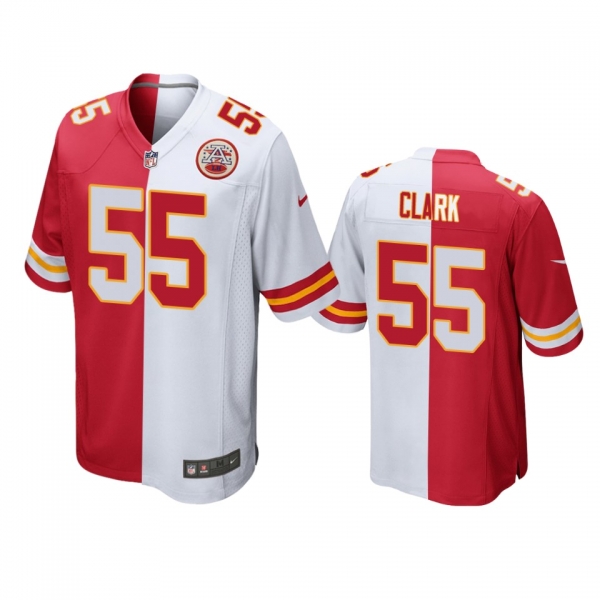 Kansas City Chiefs Frank Clark Red White Split Two Tone Game Jersey