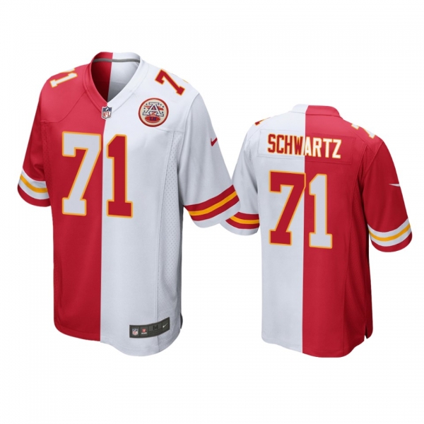 Kansas City Chiefs Mitchell Schwartz Red White Split Two Tone Game Jersey