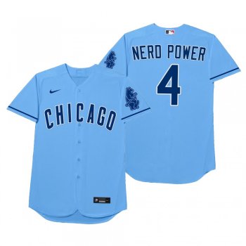 Chicago Cubs Eric Sogard Nerd Power Blue 2021 Players' Weekend Nickname Jersey