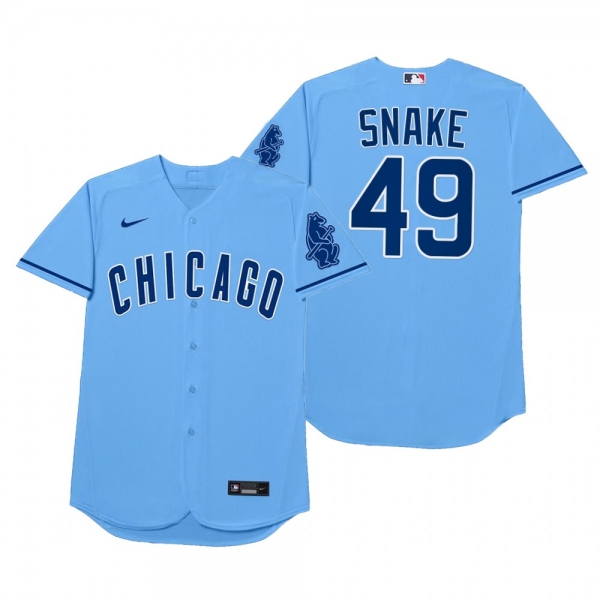 Chicago Cubs Jake Arrieta Snake Blue 2021 Players' Weekend Nickname Jersey