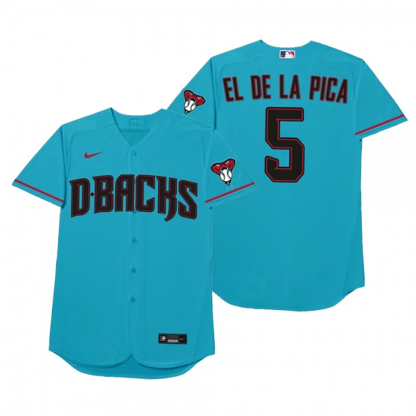 Arizona Diamondbacks Eduardo Escobar El De La Pica Blue 2021 Players' Weekend Nickname Jersey