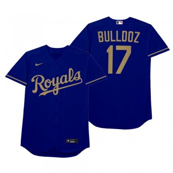 Hunter Dozier Bulldoz Blue 2021 Players' Weekend Nickname Jersey