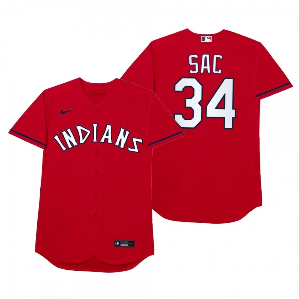 Cleveland Indians Zach Plesac Sac Red 2021 Players' Weekend Nickname Jersey