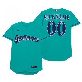 Seattle Mariners Custom Nickname Aqua 2021 Players' Weekend Jersey