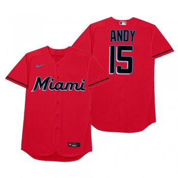 Miami Marlins Brian Anderson Andy Red 2021 Players' Weekend Nickname Jersey