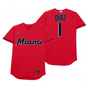 Miami Marlins Isan Diaz Diaz Red 2021 Players' Weekend Nickname Jersey