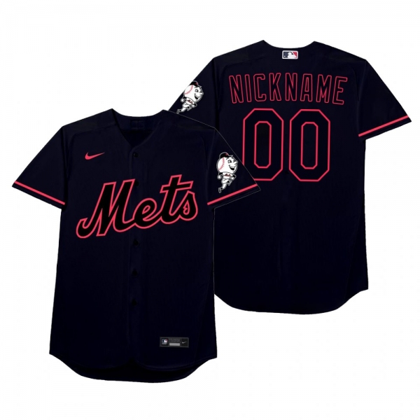 New York Mets Custom Nickname Black 2021 Players' Weekend Jersey