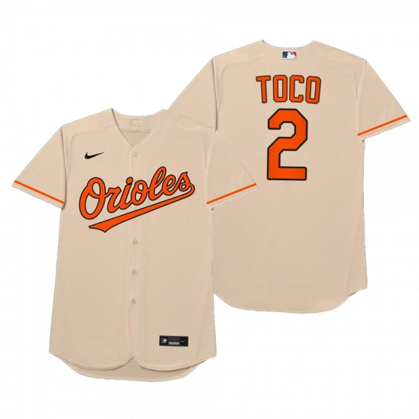 Baltimore Orioles Freddy Galvis Toco Cream 2021 Players' Weekend Nickname Jersey