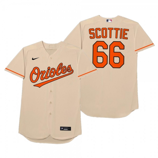 Baltimore Orioles Tanner Scott Scottie Cream 2021 Players' Weekend Nickname Jersey