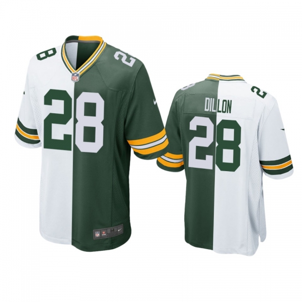 Green Bay Packers A. J. Dillon Green White Split Two Tone Game Jersey