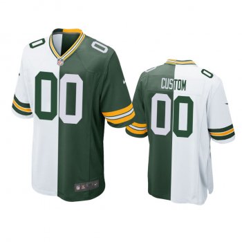 Green Bay Packers Custom Green White Split Two Tone Game Jersey