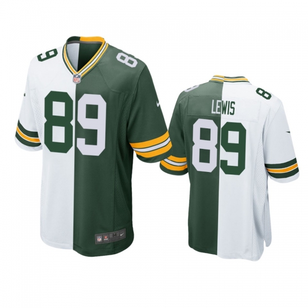 Green Bay Packers Marcedes Lewis Green White Split Two Tone Game Jersey