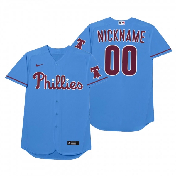 Philadelphia Phillies Custom Nickname Blue 2021 Players' Weekend Jersey