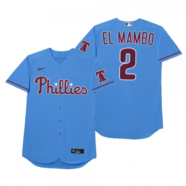 Philadelphia Phillies Jean Segura El Mambo Blue 2021 Players' Weekend Nickname Jersey