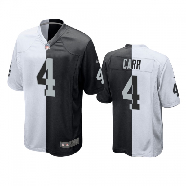 Las Vegas Raiders Derek Carr Black White Split Two Tone Game Jersey