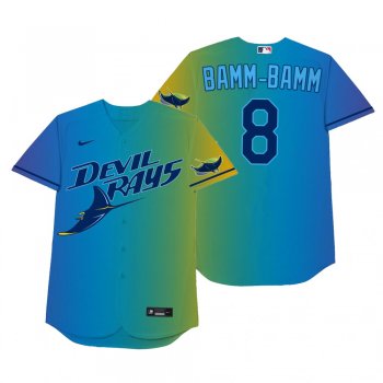 Tampa Bay Rays Brandon Lowe Bamm-Bamm Blue 2021 Players' Weekend Nickname Jersey