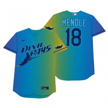 Tampa Bay Rays Joey Wendle Mendle Blue 2021 Players' Weekend Nickname Jersey