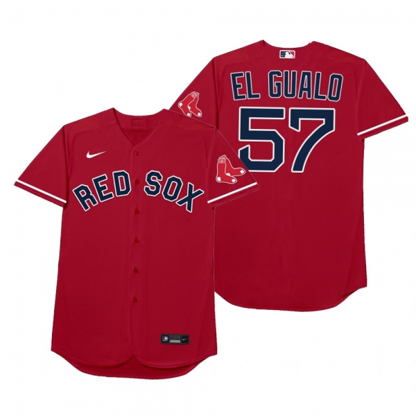 Boston Red Sox Eduardo Rodriguez El Gualo Red 2021 Players' Weekend Nickname Jersey