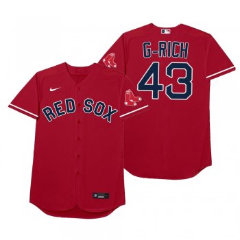 Boston Red Sox Garrett Richards G-Rich Red 2021 Players' Weekend Nickname Jersey