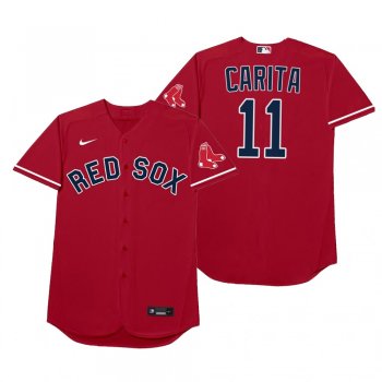 Boston Red Sox Rafael Devers Carita Red 2021 Players' Weekend Nickname Jersey