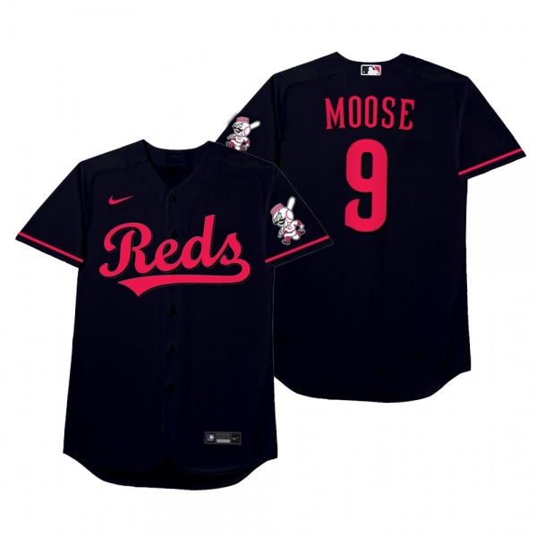 Cincinnati Reds Mike Moustakas Moose Black 2021 Players' Weekend Nickname Jersey