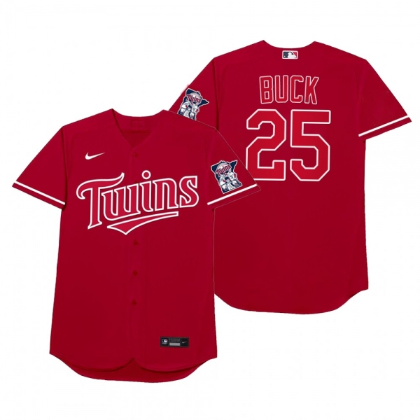 Minnesota Twins Byron Buxton Buck Red 2021 Players' Weekend Nickname Jersey