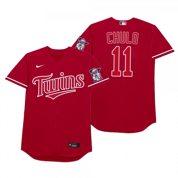 Minnesota Twins Jorge Polanco Chulo Red 2021 Players' Weekend Nickname Jersey