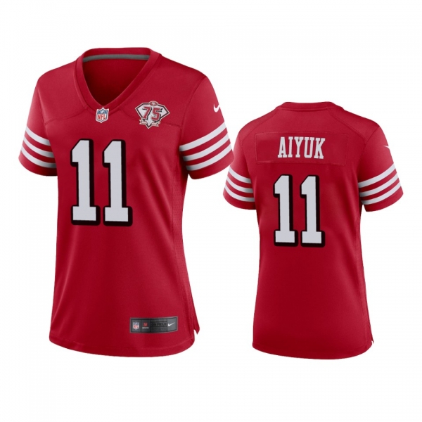 Women's San Francisco 49ers Brandon Aiyuk Scarlet 75th Anniversary Alternate Game Jersey