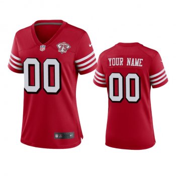 Women's San Francisco 49ers Custom Scarlet 75th Anniversary Alternate Game Jersey