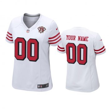 Women's San Francisco 49ers Custom White 75th Anniversary Alternate Game Jersey