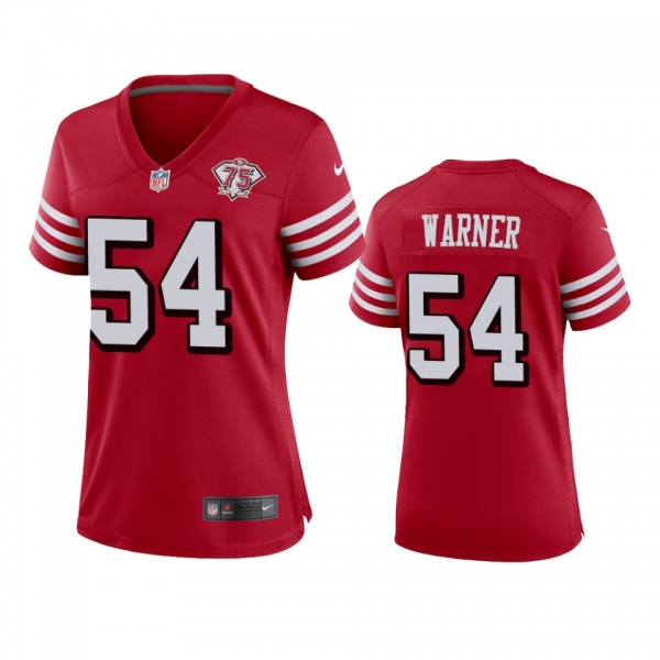 Women's San Francisco 49ers Fred Warner Scarlet 75th Anniversary Alternate Game Jersey