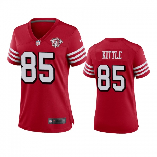 Women's San Francisco 49ers George Kittle Scarlet 75th Anniversary Alternate Game Jersey