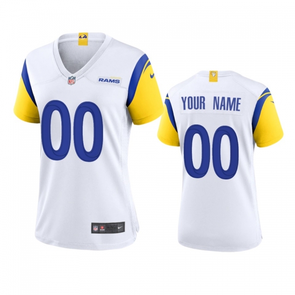 Women's Los Angeles Rams Custom White Alternate Game Jersey