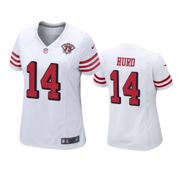 Women's San Francisco 49ers Jalen Hurd White 75th Anniversary Jersey