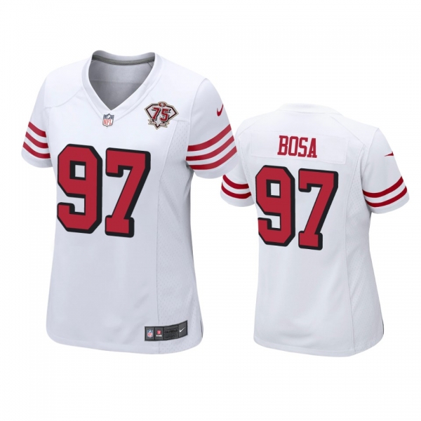 Women's San Francisco 49ers Nick Bosa White 75th Anniversary Jersey