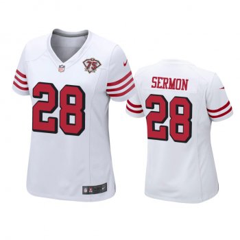 Women's San Francisco 49ers Trey Sermon White 75th Anniversary Jersey