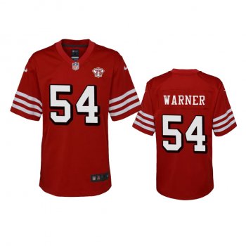 Youth 49ers Fred Warner Scarlet 75th Anniversary Alternate Game Jersey