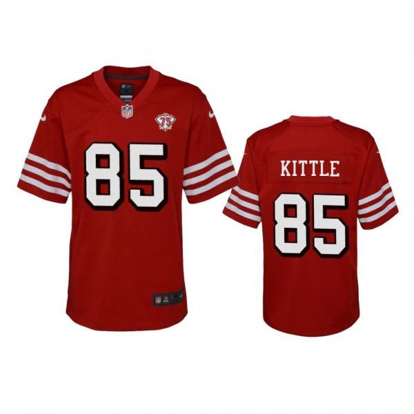 Youth 49ers George Kittle Scarlet 75th Anniversary Alternate Game Jersey