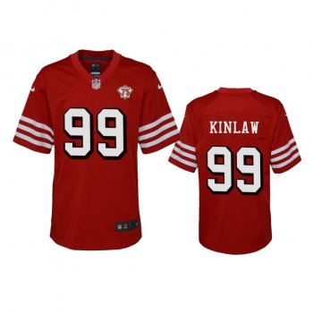 Youth 49ers Javon Kinlaw Scarlet 75th Anniversary Alternate Game Jersey