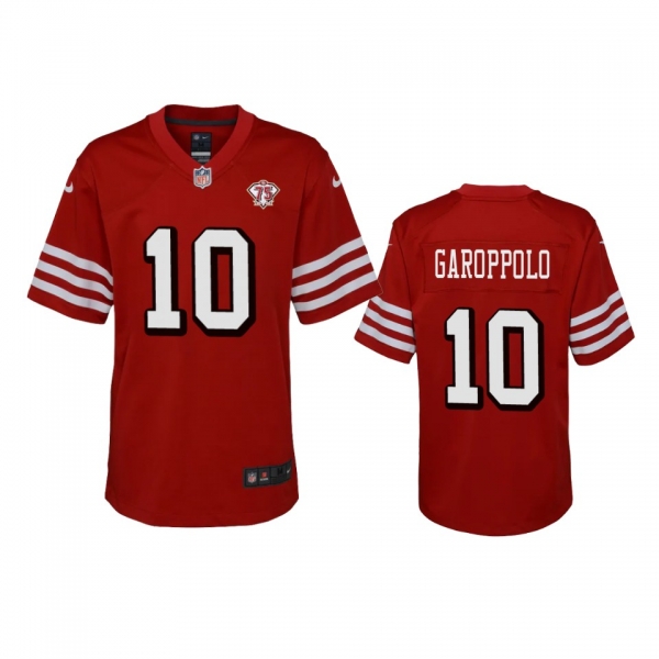 Youth 49ers Jimmy Garoppolo Scarlet 75th Anniversary Alternate Game Jersey