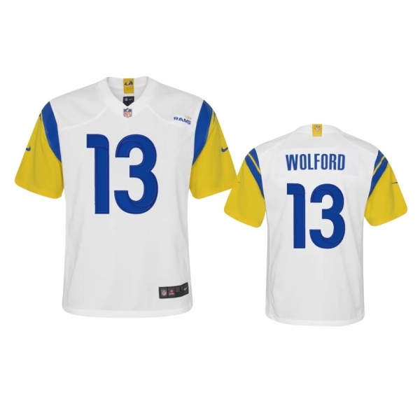 Youth Rams John Wolford White Alternate Game Jersey