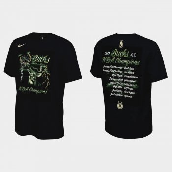 Men's Milwaukee Bucks Black 2021 NBA Finals Champions Celebration Roster T-shirt