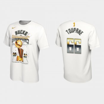 Milwaukee Bucks Nike White 2021 NBA Finals Champions Axel Toupane #66 Celebration Expressive T-shirt