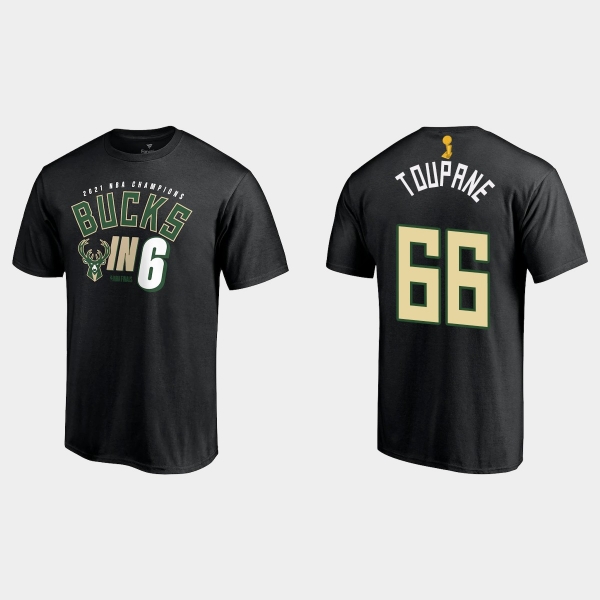 Milwaukee Bucks Fanatics Branded Black 2021 NBA Finals Champions Axel Toupane #66 In Six T-shirt