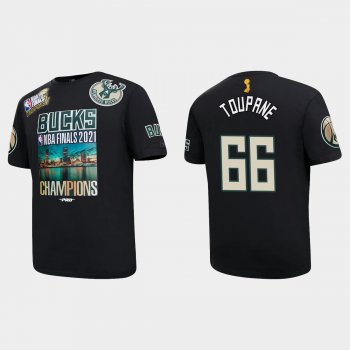 Milwaukee Bucks Black 2021 NBA Finals Champions Axel Toupane #66 Pro Team T-shirt