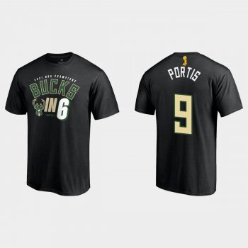 Milwaukee Bucks Fanatics Branded Black 2021 NBA Finals Champions Bobby Portis #9 In Six T-shirt