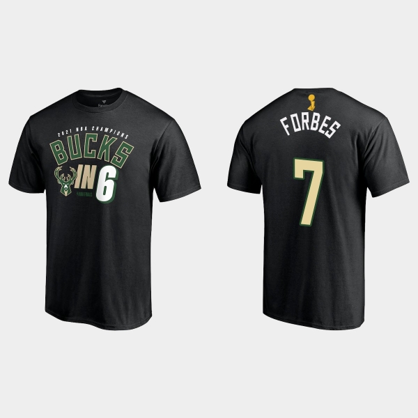 Milwaukee Bucks Fanatics Branded Black 2021 NBA Finals Champions Bryn Forbes #7 In Six T-shirt