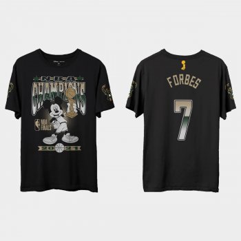 Milwaukee Bucks Junk Food Black 2021 NBA Finals Champions Bryn Forbes #7 Mickey T-shirt