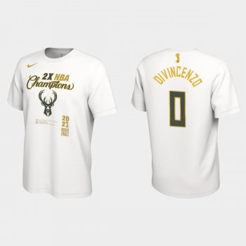 Milwaukee Bucks Nike White 2021 NBA Finals Champions Donte DiVincenzo #0 Locker Room T-shirt